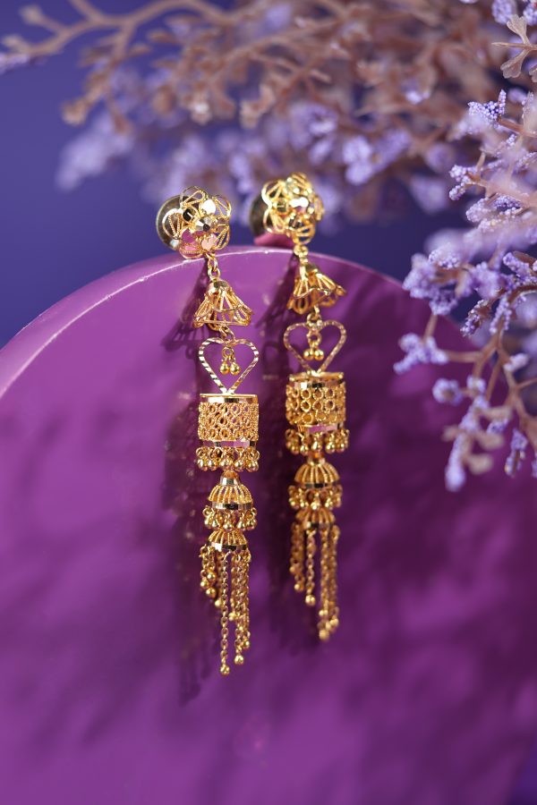 Neval Gold Jhumka – Turkish Gold Jhumka Design for Timeless Elegance