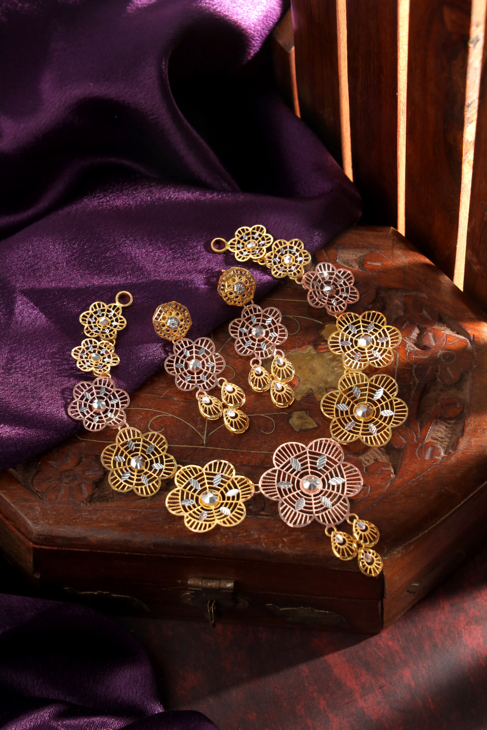Gulzar Petal Set – Where Tradition Blooms in Gold