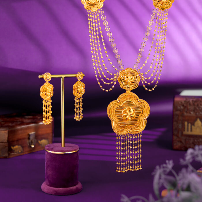 Zahra-e-Tasneem – A Divine Gold Necklace Set Inspired by Paradise