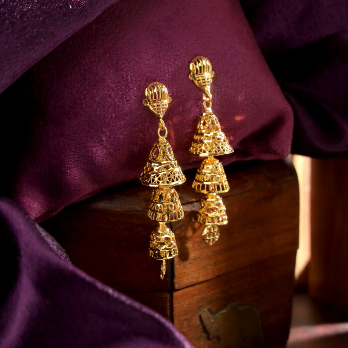 Golden Echo Jhumka Earrings – A Whisper of Heritage, A Statement of Grace