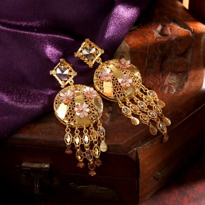 Golden Bloom Cascade Earrings – Where Grace Meets Grandeur