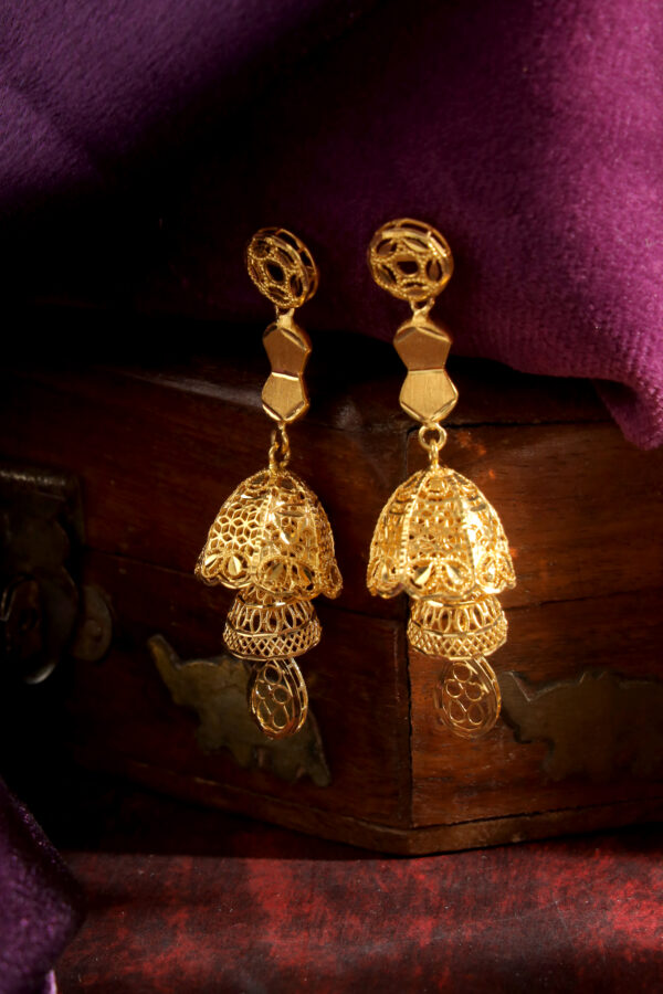 Golden Echo Jhumka Earrings – A Whisper of Heritage, A Statement of Grace