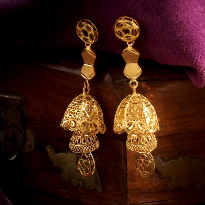 Golden Echo Jhumka Earrings – A Whisper of Heritage, A Statement of Grace
