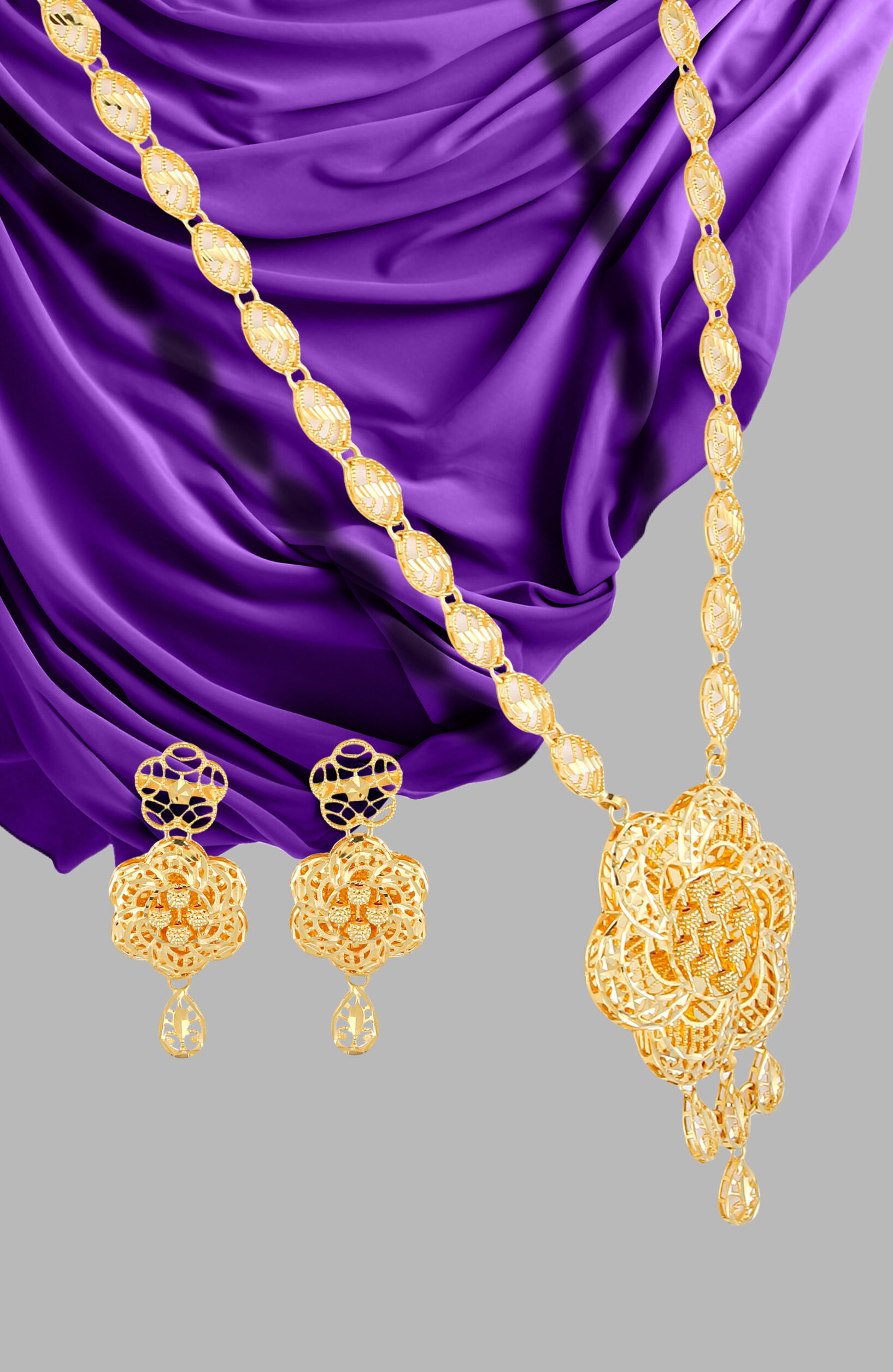 Sunehri Noor – 22K Pure Gold Turkish Necklace Set