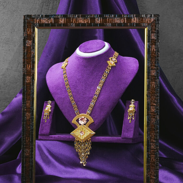 Lulwaan – Pure Gold Finish Bridal Necklace Set
