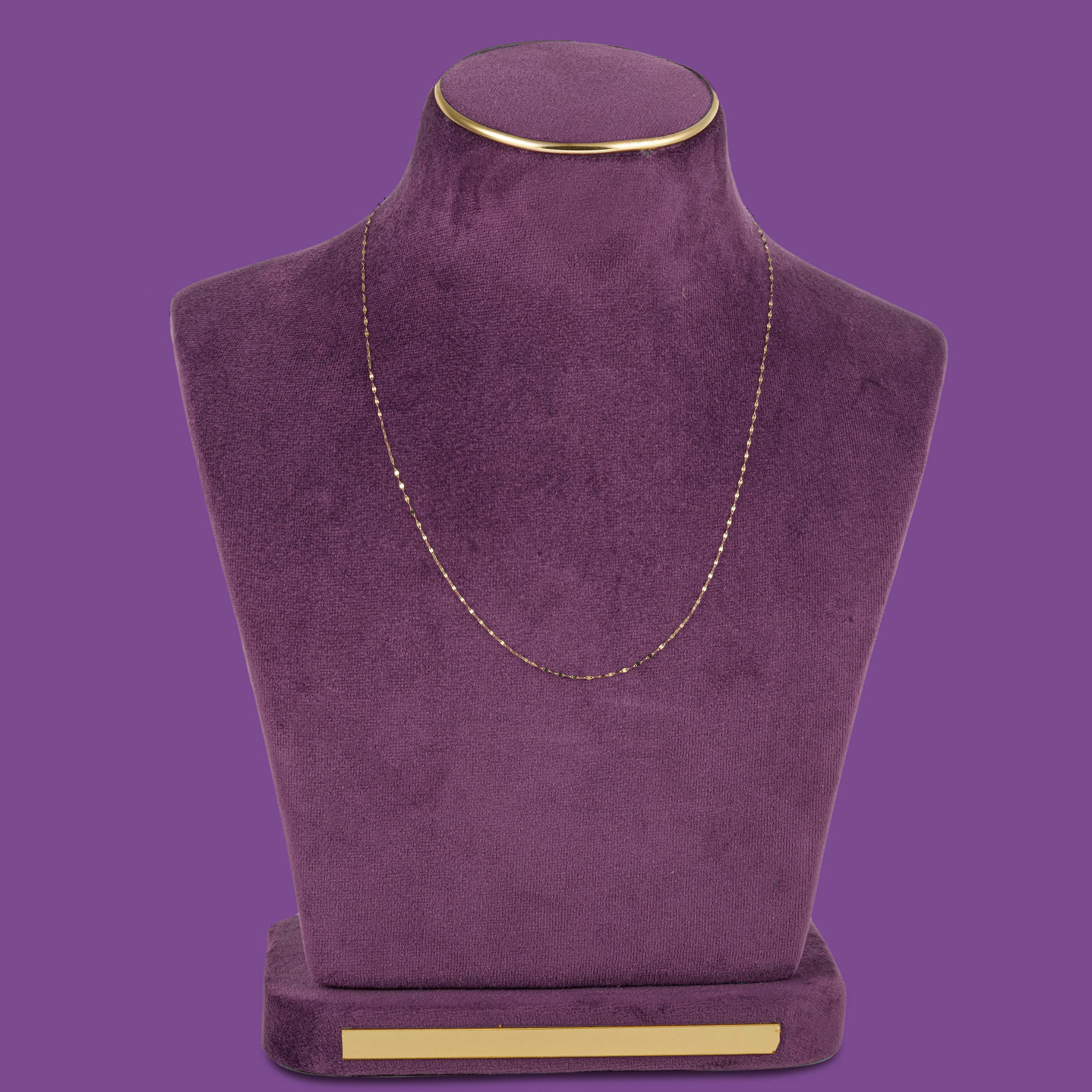 Flicker 18KT gold chain, a plain ultra-lightweight sequin chain with flat links, by Taqwa Jewellers.