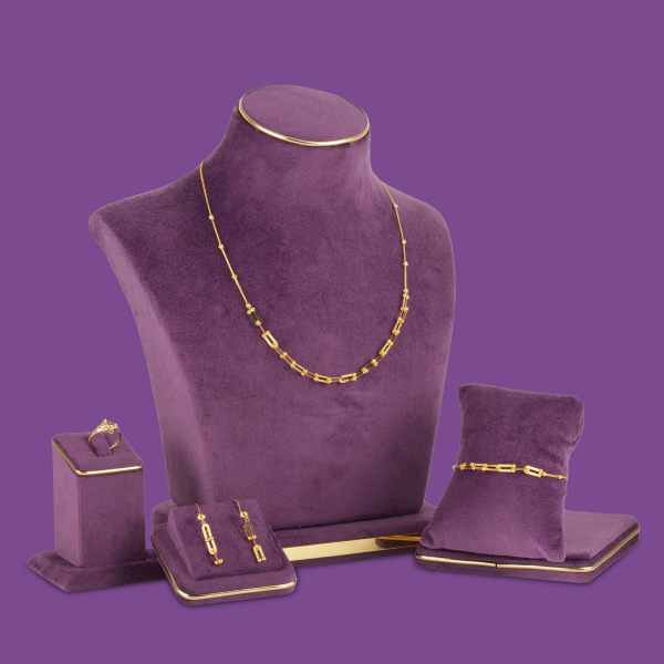 Sleek Link Gold Necklace Set