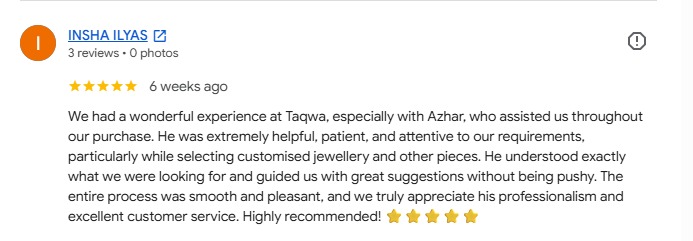 Taqwa Jewellers customer review 13
